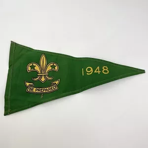 More details for vintage 1948 boy scouts be prepared green pennant 34cm
