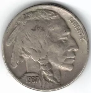 Buffalo Nickel 1937 en muy buen estado ~ POR FAVOR VEA EL ESCANEO stk Buff 11 - Imagen 1 de 5