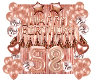 Designer Rose Gold 58th Happy Birthday Balloon Banner Party Decoration Supplies - Picture 1 of 10