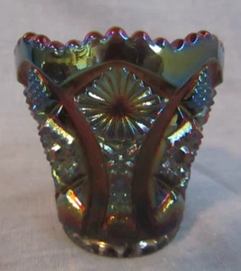 IMPERIAL CARNIVAL GLASS TOOTHPICK HOLDER HOBSTAR SMOKE COLOR - Picture 1 of 4