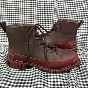 Camper Pix Botas Gruesas de Cuero con Cordones Rojo Borgoña Marrón Talla UE 37 / EE. UU. 7 - Imagen 1 de 6