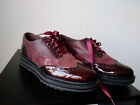 Paula Urban Brogue Style Shoe In Burgundy Shimmer Suede And Patent Leather 4/37