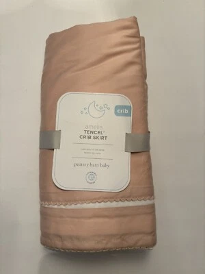Nuevo Con Etiquetas Pottery Barn Kids Amelia Tencel Polvorienta Rosa Cuna Falda Festoneada Foto 1 de 4