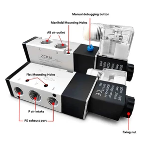 DC24V / AC220V Pneumatic Electric Solenoid Valve 4V310-10 4V410-15 3V210-08   - Picture 1 of 14