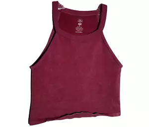 Aura Womens Tank Top Red Cropped Pullover Stretch Size Medium Large - Picture 1 of 6