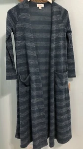 LulaRoe Sarah Long Cardigan Duster Sz XS Extra Small Blue Stripe Pockets NWT Top - Picture 1 of 8