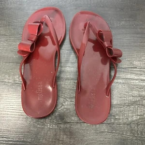 Women’s Melissa Bow Red Glitter Thong Sandals Size 8 - Picture 1 of 5