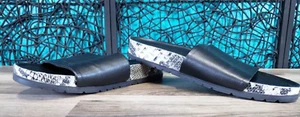 Coconuts By Matisse Leather BLACK & SNAKESKIN PRINT Slides WOMENS SIZE 10 M - Picture 1 of 9