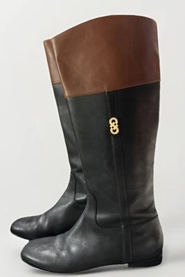 Botas de Montar Cole Haan Air Daelin Dos Tonos Cuero Negro Marrón Talla 8B Alto Foto 1 de 4