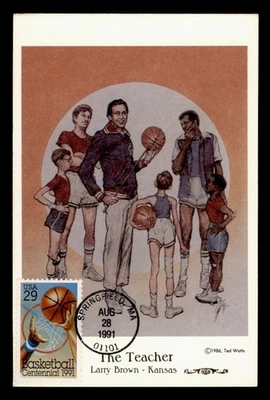 DR WHO 1991 FDC BASKETBALL SPORTS CENTENNIAL MAXIMUM CARD SPRINGFIELD MA M60321 - Image 1 of 2