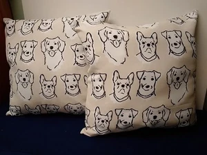 Mainstays Outdoor Pillows Set of 2 Tan & Black with Dogs - Picture 1 of 8