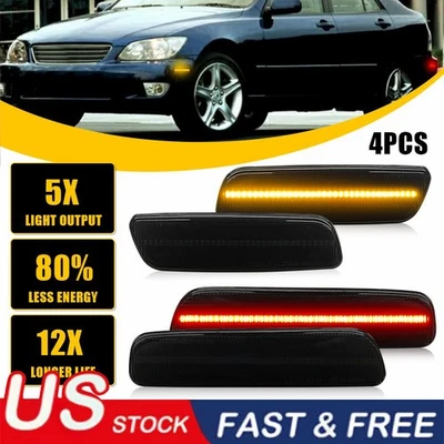 For 2000-2005 Lexus IS300 4PCS Front+Rear Bumper Side Marker Lights LED Lamps - Image 1 of 4