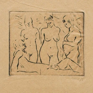 Hans Vent Frauenakte Urteil des Paris Radierung 1986 signiert 1/20 ostdt. Kunst - Bild 1 von 4