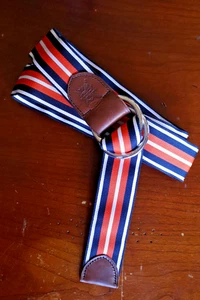 SCHÖNER Polo Ralph Lauren orange marineblau gestreift Nylon O-Ring Gürtel UNISEX S/M N7 - Bild 1 von 3