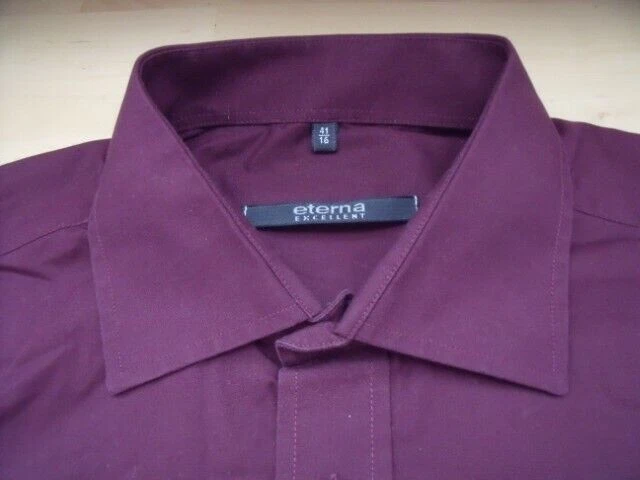 Eterna Excellent Camicia 41 Color Aubergine Bordeaux Lucido Uniforme #EK049 - Immagine 1 di 1