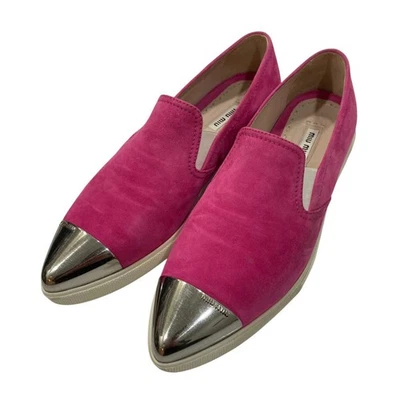 Zapatos planos de gamuza rosa para mujer MIU MIU talla 38 Foto 1 de 4