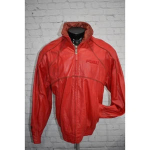 FUBU LEATHER Jacket Mens Size Large Y2K Style Red Full Zip Pocket Hip Hop - Picture 1 of 13