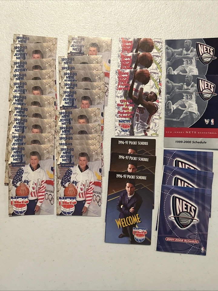 New Jersey Nets NBA Pocket Schedules Misc Lot of 32 Calipari Daly - 1992 - 2002 - Image 1 of 4