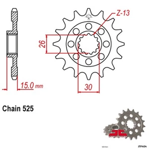 JT Sprockets Countershaft Sprocket 525 Pitch 17T BMW S1000RR Hp4 (2013-2015) - Picture 1 of 2