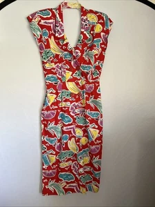 Vintage Woman's 10 Classic Colorful Double Breasted Button Midi Dress EC - Picture 1 of 11