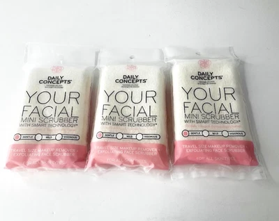 3x Daily Concepts Your Facial Mini Scrubber Travel Make-up Remover & Exfoliating - Image 1 of 4