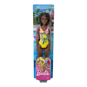 Barbie Doll Brunette Curvy Summer Swimsuit Beach Pool Toy Mattel DWJ99 New - Picture 1 of 2