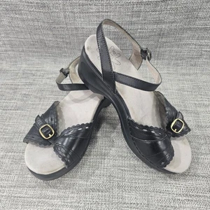 Sandali Sanita neri in pelle con zeppa slingback da donna taglia EU38/USA 7 - Foto 1 di 11