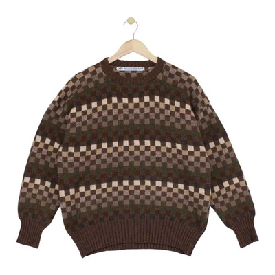 Vintage Shetland Wool Jumper Womens Size XL Brown 90s Patterned - Image 1 of 4