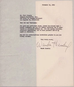 1951 Wanda Hendrix Signed Contract W/COA - Picture 1 of 2