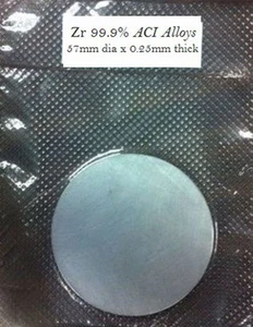 Objetivo de pulverización SEM de circonio: Zr 99,2% puro, 57 mm de diámetro x 0,25 mm de espesor - Imagen 1 de 1
