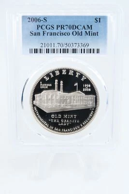2006-S PCGS PR70DCAM San Francisco Old Mint Silver Commemorative Dollar Proof - Image 1 of 2