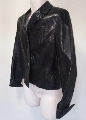 CACHE 90s Gold-Tag Light-Wt Soft LEATHER Snake-Pattern Jacket MINT/UNWORN Sz 4 - Image 1 of 4