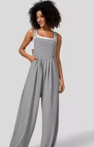 Halara Women’s Adjustable Strap Waffle Casual Overalls Gray Jumpsuit Size XL NWT - Picture 1 of 12