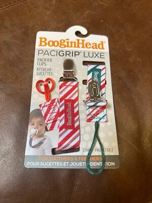 BooginHead Pacigrip Luxe Pacifier Clips - 2 Pack Christmas Colors Red and Green - Image 1 of 2
