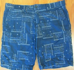 TOMMY HILFIGER PANTALONES CORTOS DE AJUSTE REGULAR 100% ALGODÓN AZUL MARINO PATCHWORK Sz 33 - Imagen 1 de 4