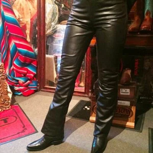 "Lorren" Pantalon GIORGIO en cuir d'ageau plongé noir Femme. - Imagen 1 de 5