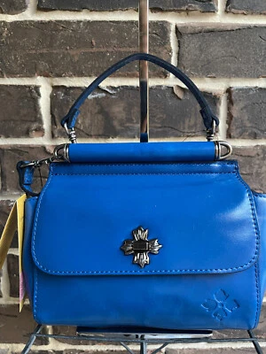 NWT $199 Patricia Nash Sky Blue Leather Noelle Top Handle Crossbody Satchel Bag - Image 1 of 4