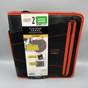 Mead Five Star DuraShield 2" Zipper Binder 530 Sheet Capacity Black/Red New - Picture 1 of 12