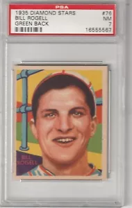 1935 Diamond Stars Bill Rogell #76, Green Back, PSA NM 7 - Picture 1 of 2