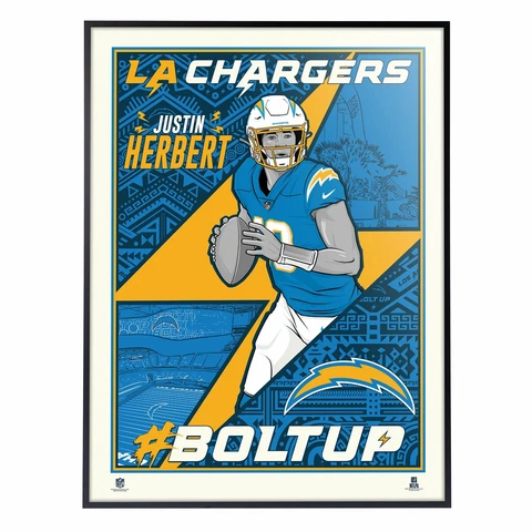 Los Angeles Chargers Justin Herbert Deluxe Framed Serigraph (Printer Proof) Cover