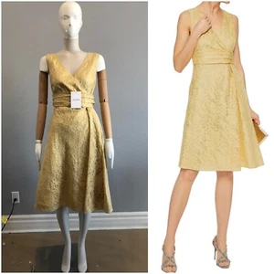 Valentino Cotton Silk-blend Lace Cocktail Yellow Elegant Dress Size IT 46 US 10 - Picture 1 of 12