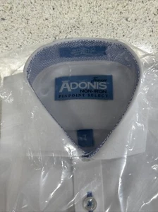 Boys Slim Adonis White Blue Contrast Shirt Non Iron Wrinkle Free Washable Cotton - Picture 1 of 5