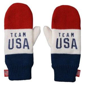 Official Team USA Olympic Team Red, White&Blue Winter Knit Mittens 2020 Olympics - Picture 1 of 2