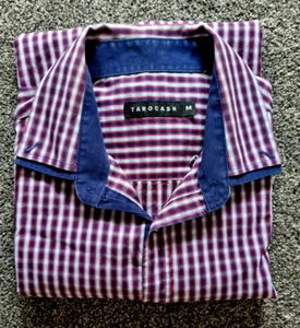 Tarocash mens button up collared shirt, blue and red check, size M - Picture 1 of 12