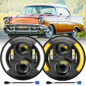 Par de faros LED DRL halo de 7 pulgadas para camioneta Chevy C10 C20 Nova Camaro - Imagen 1 de 10