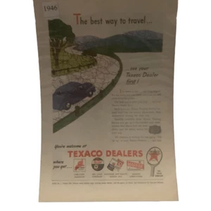 Vintage 1946 Texaco Dealers The Best Way to Travel Ad Advertisement - Picture 1 of 4