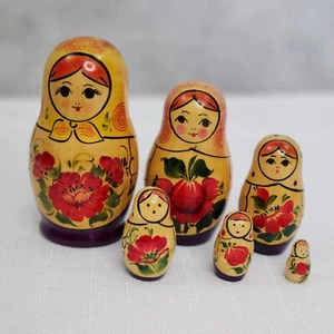 Russian Nesting Dolls 6 Pieces Nesting Dolls Hand Painted Wooden - Picture 1 of 16