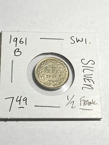 1961 B Switzerland 1/2 Franc - Silver - Picture 1 of 2