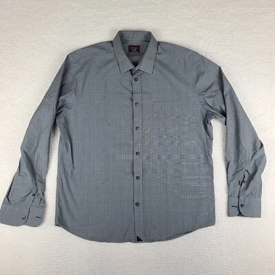 Camisa UNTUCKit Para Hombres XL Gris Oscuro A Cuadros Calce Ajustado Algodón Vestido Abotonado Foto 1 de 4