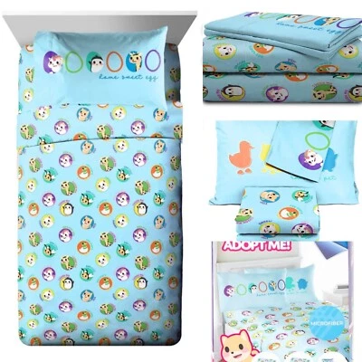 Juego completo de sábanas Adopt Me Kids 4 piezas, microfibra, azul, Roblox Foto 1 de 4